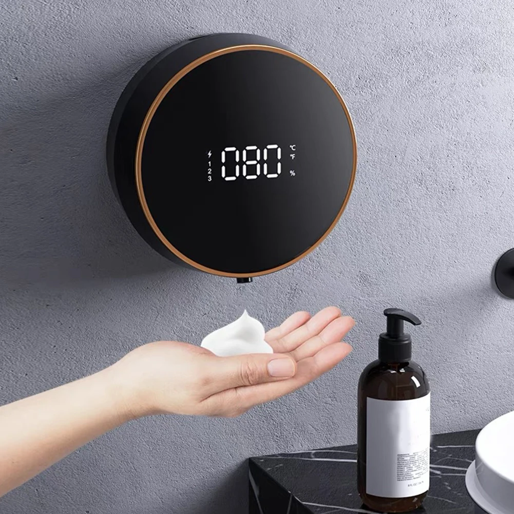 

Wall Mount Automatic Foam Soap Dispenser LED Temperature Display Rechargeable Touchless Infrared Sensor Liquid Soap Dispenser
