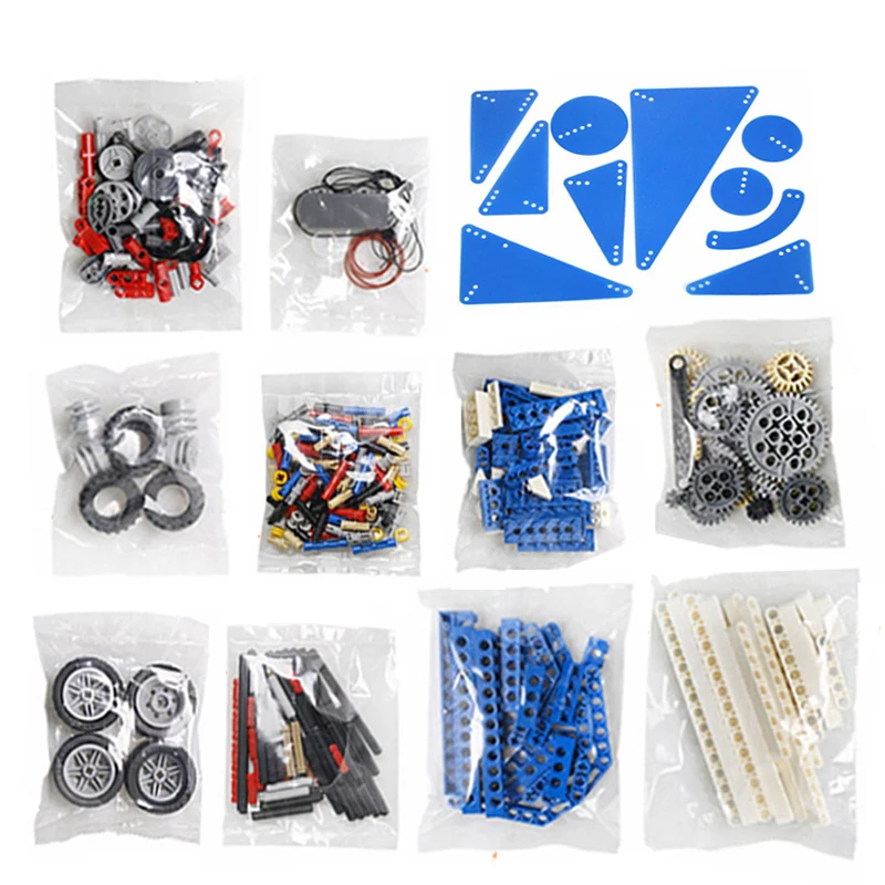 

398Pcs/Bag MOC Building Blocks Technical Beams Gears Axle Wheels and Connectors Bricks Parts Kit for 9686 Simple Mechanisms Toys