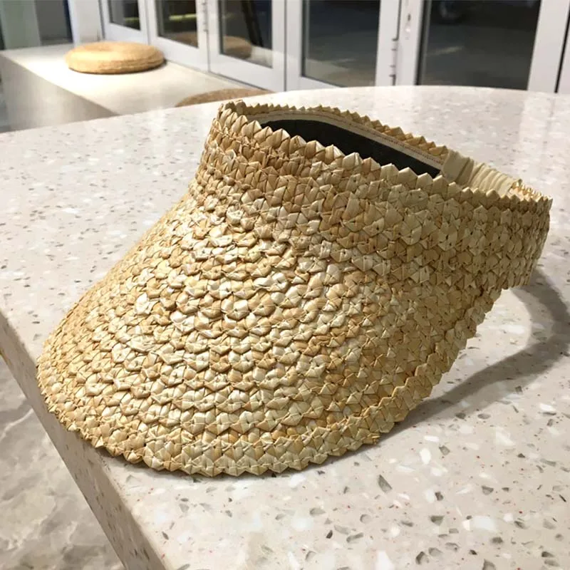 

Шляпка от солнца из пшеничной соломы женская, однотонная пляжная Панама с защитой от УФ излучения, с козырьком, летняя