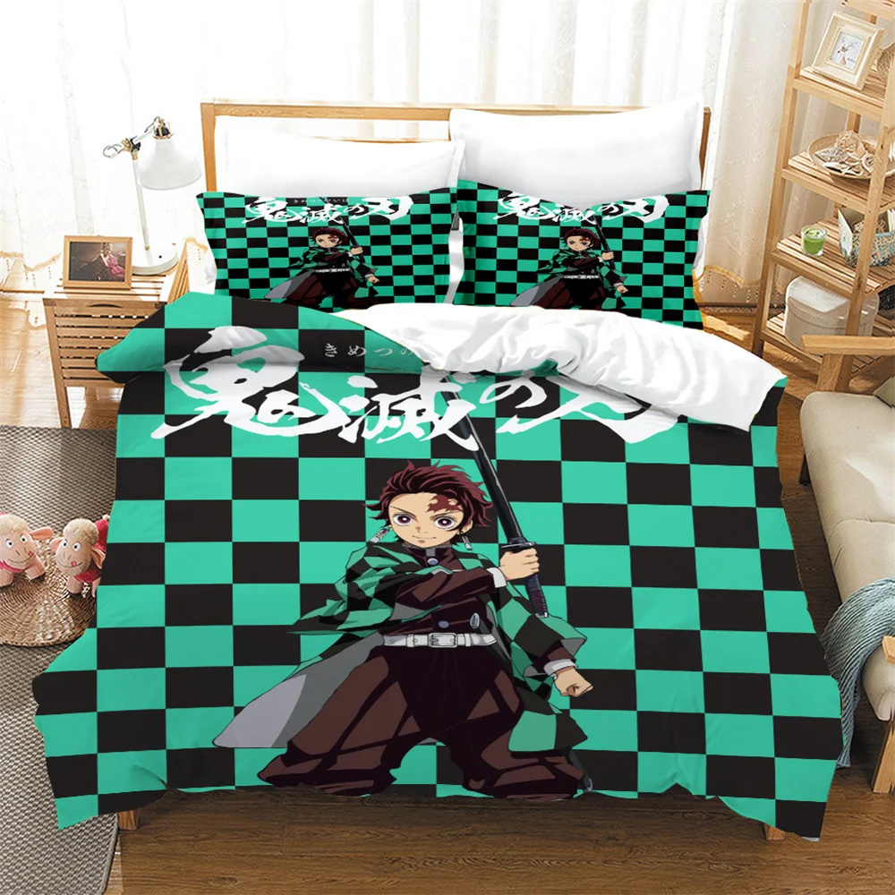

Комплект постельного белья Kamado Tanjirou с принтом Nezuko, персонализированный Комплект постельного белья из мультфильмов, рассекающий демонов, пододеяльник, комплект из 3 предметов