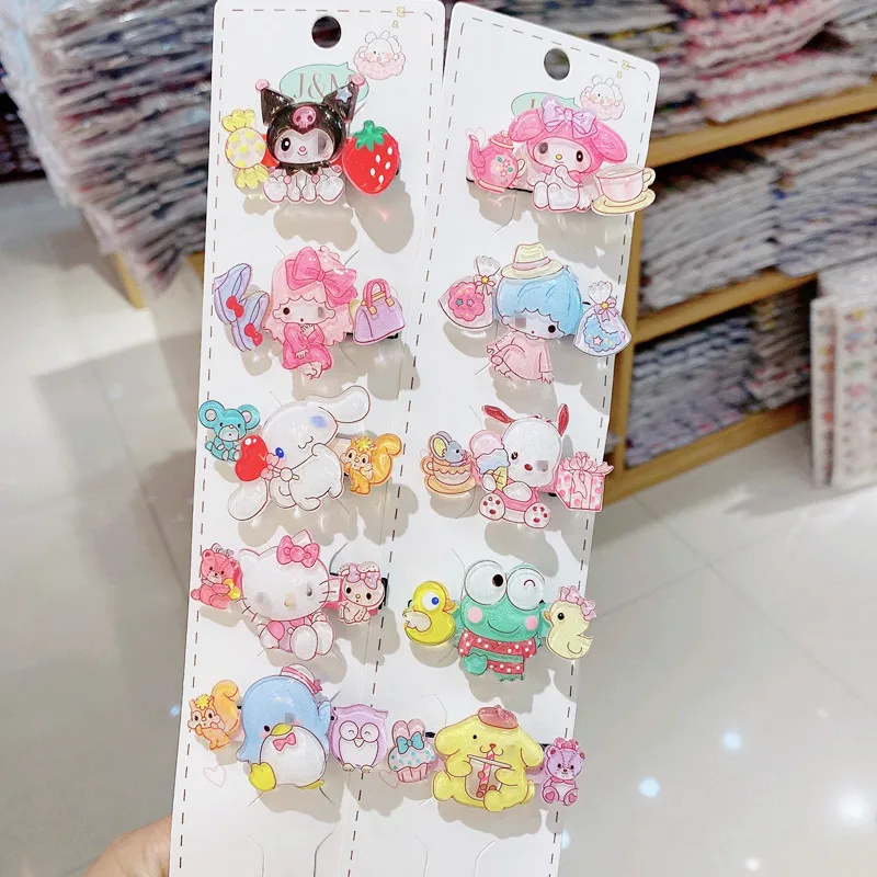

Kawaii Bangs Side Clip Hairpin Sanrio Anime Cute Hello Kitty Cinnamoroll Kuromi Girly Heart Cartoon Headdress Toy for Girls