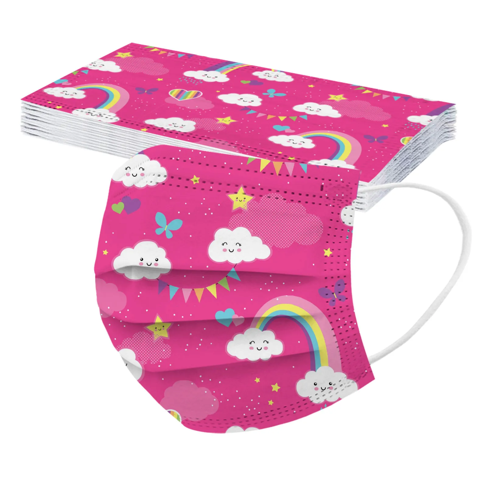 Маска детская одноразовая 3-слойная с петлями для ушей 50 шт