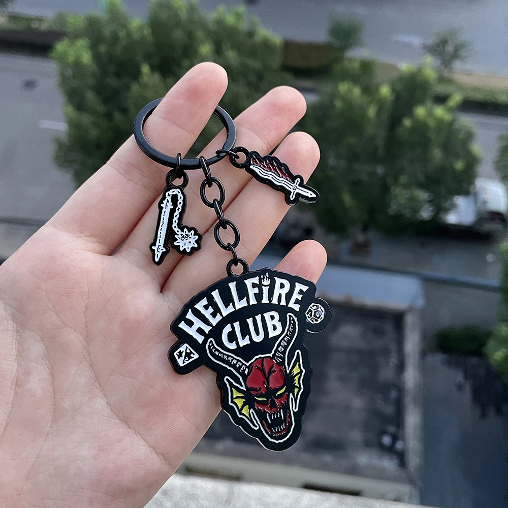 Hellfire Club Keychain Eddie Munson Jewelry Women Men Trinket Key Holder Bag Charm Accessories Aesthetic