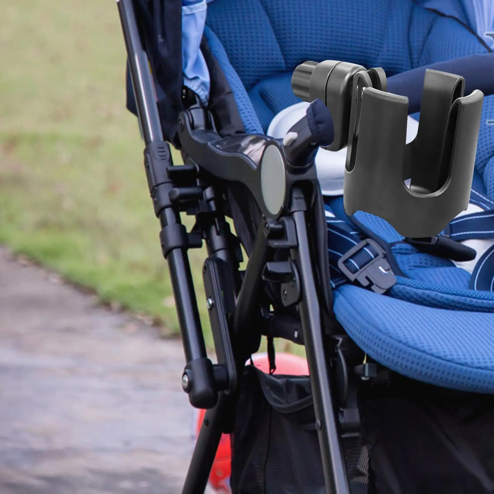 

Premium Cup feed bottle Holder with Adjustable Clip Organizer Accessories Universal Stroller Tray easyly to Install Black