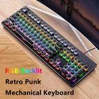 Игровая механическая клавиатура с RGB-подсветкой, проводная USB клавиатура в стиле панк, для ПК, ноутбуков, геймеров, клавиатура с переключением по оси, с возможностью горячей замены