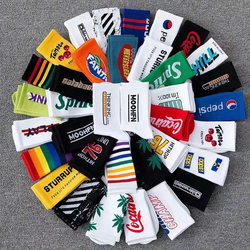 5 Pairs Cotton Socks Men Socks Set Funny Letter Printed Socks Sports Running Stocking Student Hose Fashion Women Socks Wholesale
