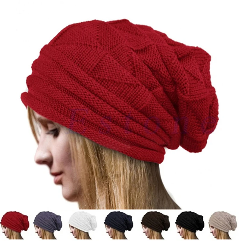 

Unisex Knit Pleated Cuffed Cap Beanie Oversize Winter Hats For Women Ski Slouchy Cap Skull Warm Cap Beanies Hat Women Winter