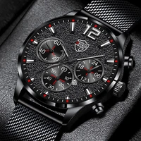 fashion mens leather watches men business casual stainless steel mesh belt quartz watch luxury man wristwatch luminous clock