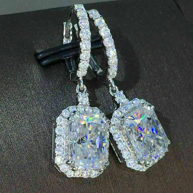 

New Korea Sweet Cute Square Cubic Zirconia Temperament Geometric Shiny Earrings Statement Earrings for Women Girl Pendientes