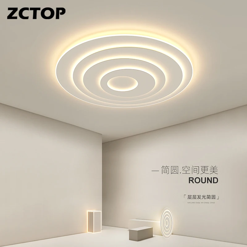 

Modern LED White Chandelier Lighting For Living Study Room Dimmable Round Indoor Lamps Parlor Foyer Lustres Lampadario Luminaire