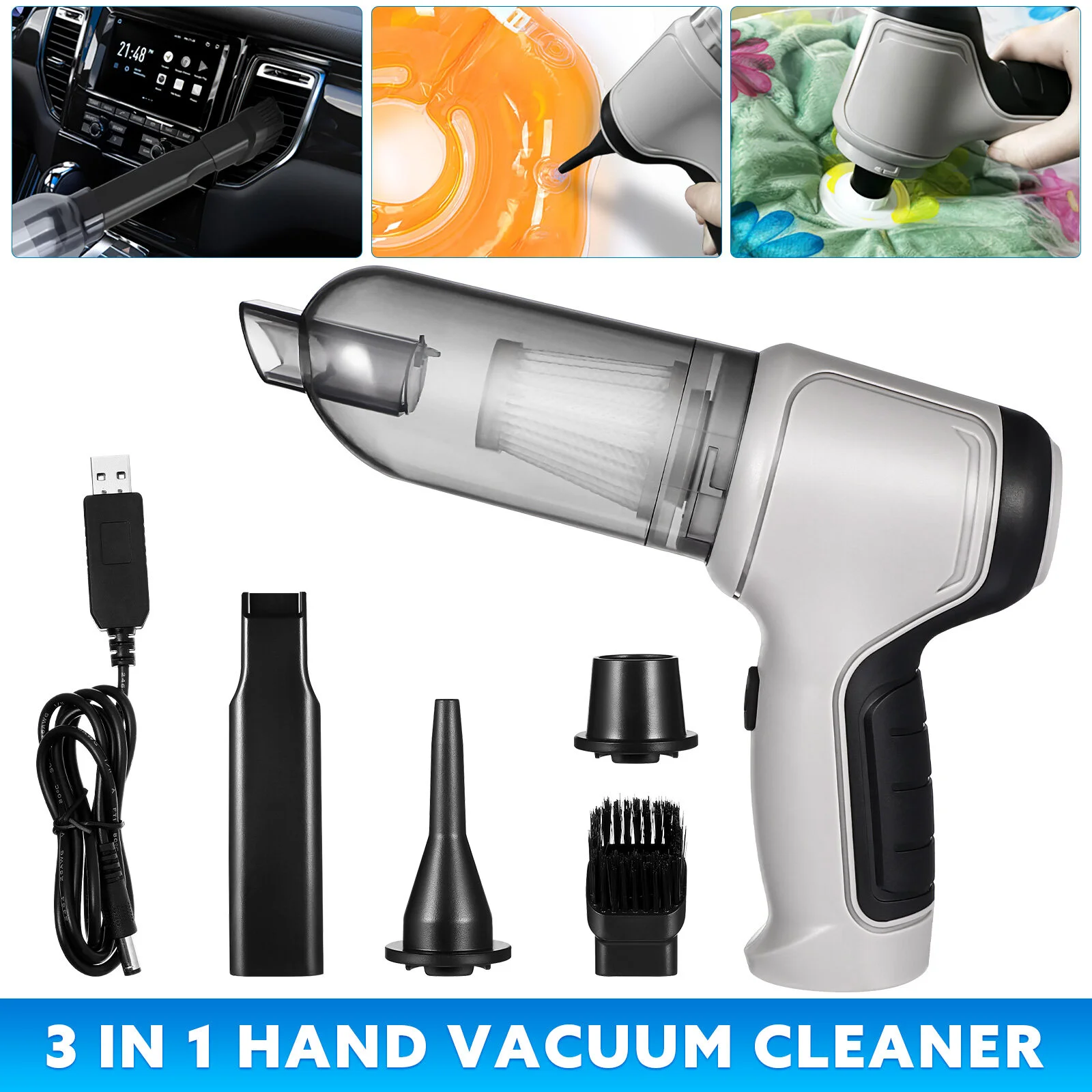 

Car Household Vacuum Cleaners Portable Vacume High Power Cordless Hand Held Wet Dry Rechargeable Air Dust