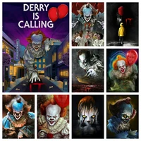 5d horror movie it pennywise diamond art painting clown character picture full drills embroidery cross stitch kits room decor