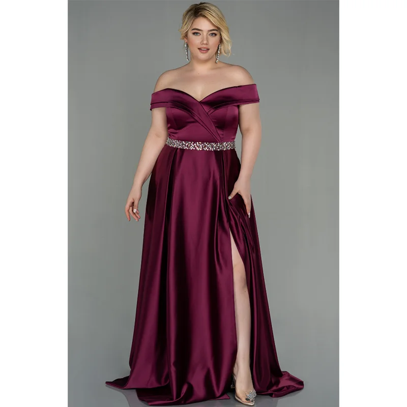Plus Size Satin Wedding Evening Dress 4XL5XL Elegant Gorgeous Luxury Banquet Party Summer Satin Maxi Plus Size Evening Dresses