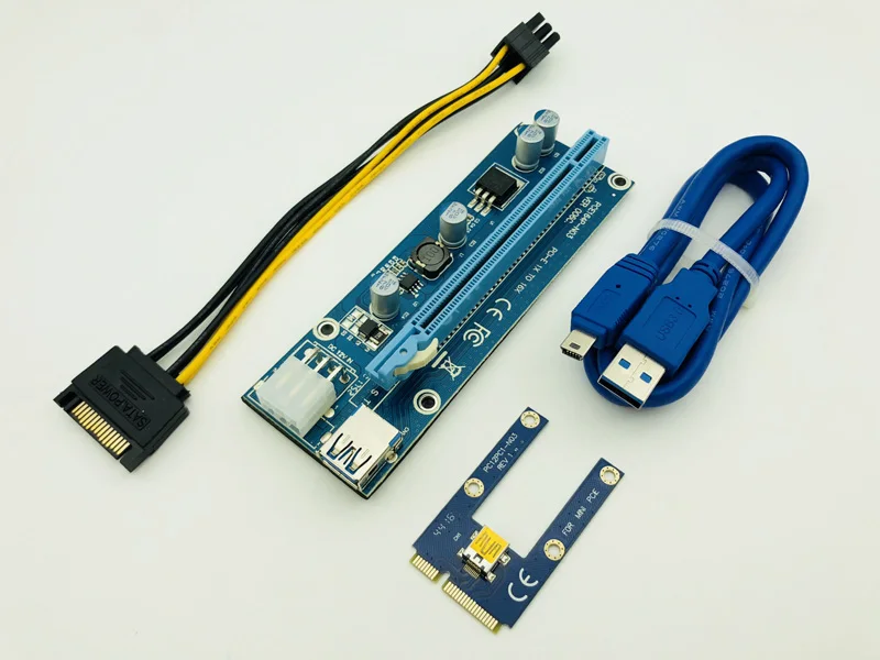 

Мини PCIe PCI-E PCI Экспресс Райзер-карта к PCIE удлинитель 16X SATA к 6Pin IDE Molex кабель питания для майнинга BTC ETH Litecoin