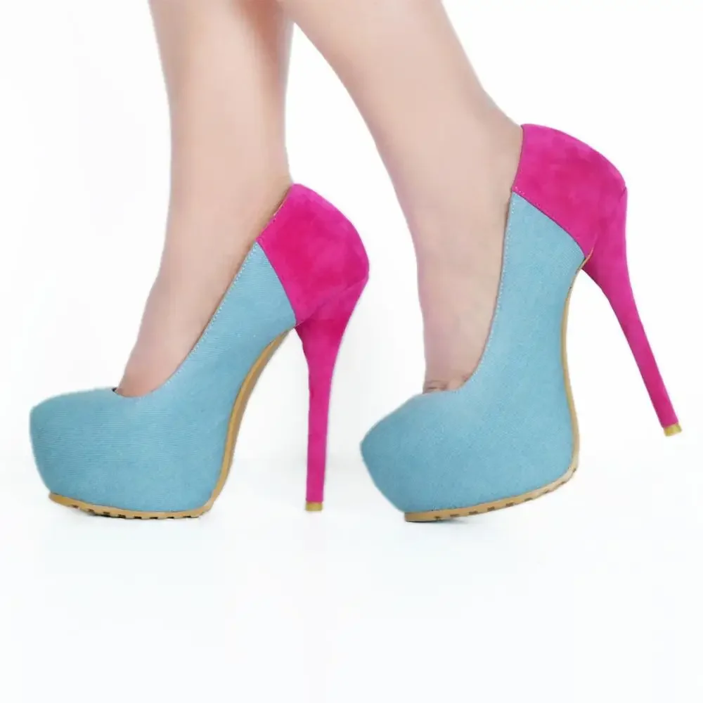 ASIOFU женские туфли-лодочки ручной работы на высоком каблуке Twotones джинсовые