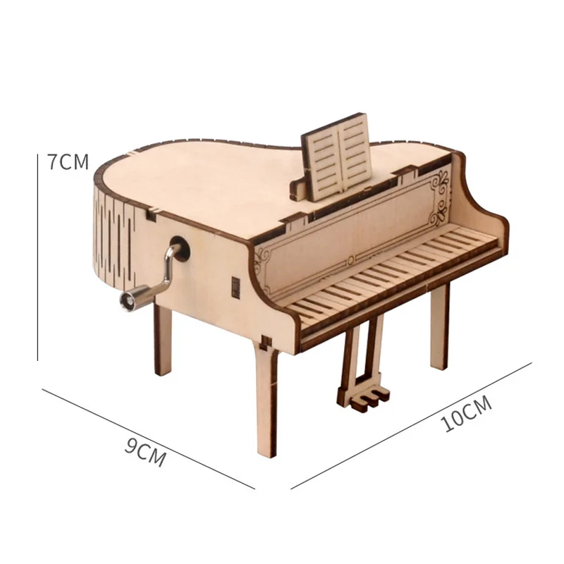 

Grand Piano Hand-cranked Music Box 3D Wooden Jigsaw Puzzle Children's Educational Toys for Birthday Christmas New Year Gift