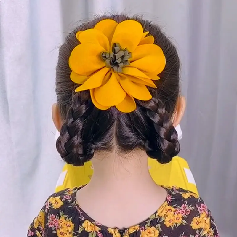 Корейский большой красный желтый розовый зажим для волос в виде цветка конского