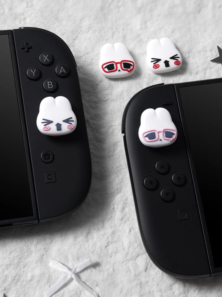 Фото Силиконовые накладки на джойстики для Switch 2 Ns2 с мультяшным рисунком кролика, противоскользящие, улучшенная защита, аксессуары №3