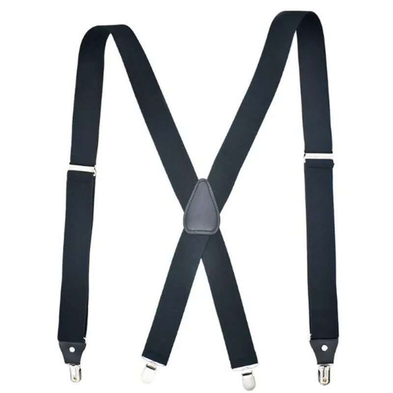 

35mm Wide Men Suspenders High Elastic Adjustable 4 Strong Clips Suspender Heavy Duty X Back Trousers Braces