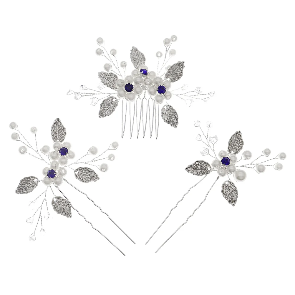 

1 Set Pearl Flower Hairpin Hair Comb Bride Headdress Wedding Prom Banquet Hair Accessory