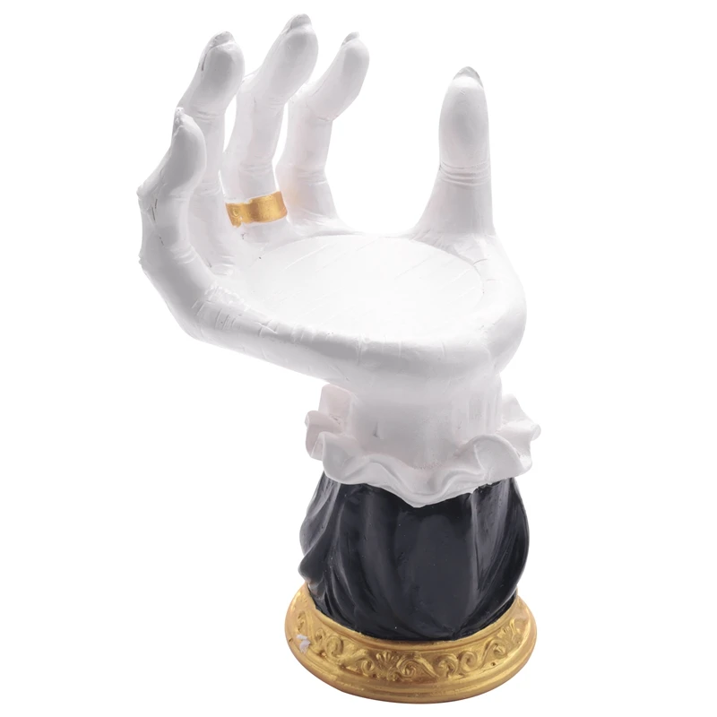 

Witch Hands Candle Pedestal Snack Bowl Stand Resin Desktop Ornament Halloween Candlestick Home and Party Decor