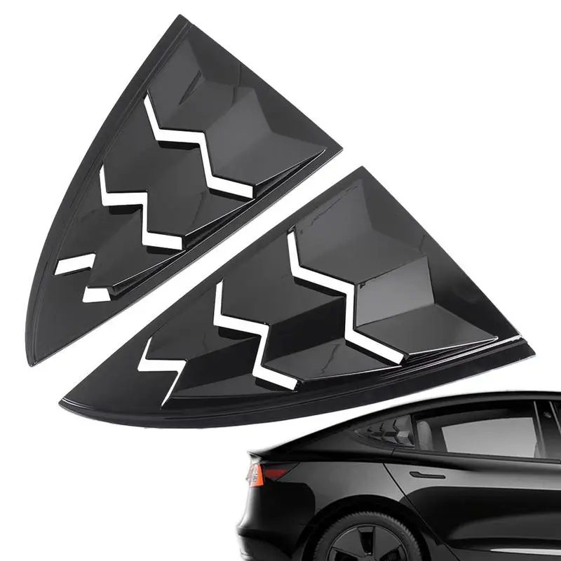 

Rear Window Louvers Shutters Cover ABS Rear Window Trim Blinds Cover Side Vent Panel Cover Trim Sticker For Tesla Model 3