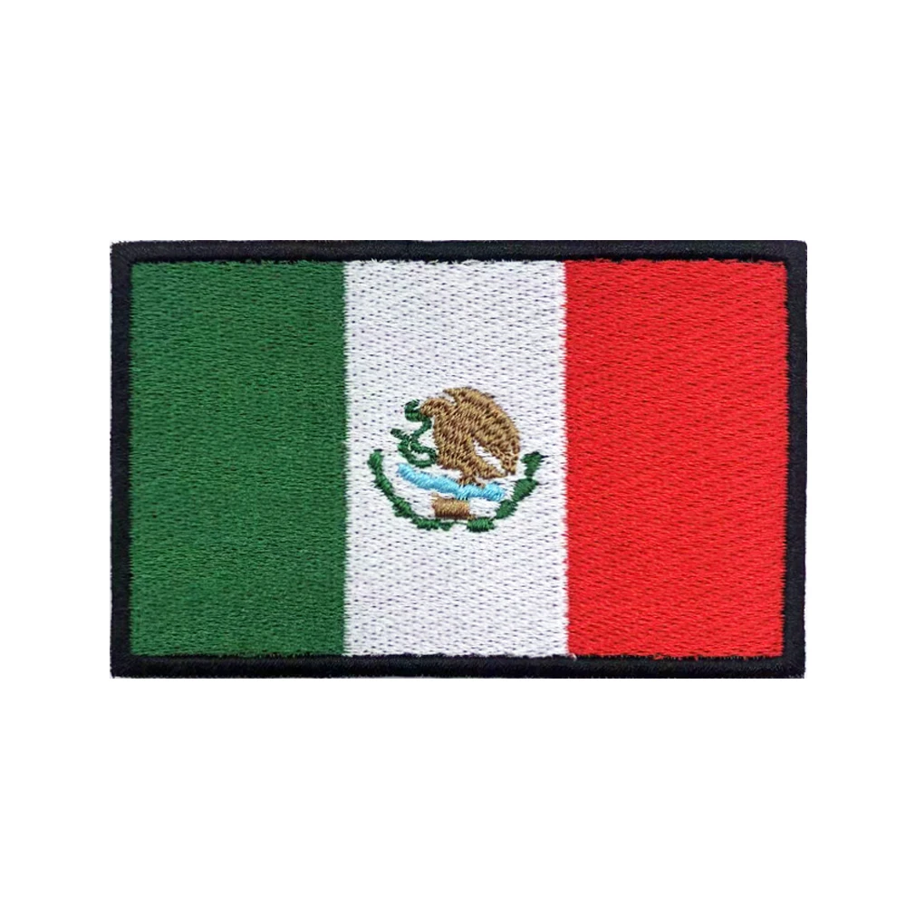 Mexican flag Mexico Patches Armband Embroidered Patch Hook & Loop Iron On Embroidery  Badge Military Stripe