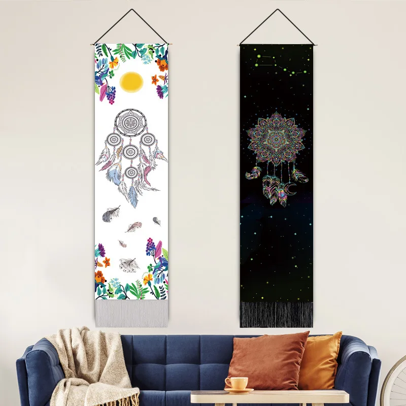 

Modern Simple Dreamcatcher Feather Painting Fabric Art Hanging Painting Living Room Decor Wall Bedroom Pendant Black Accessories