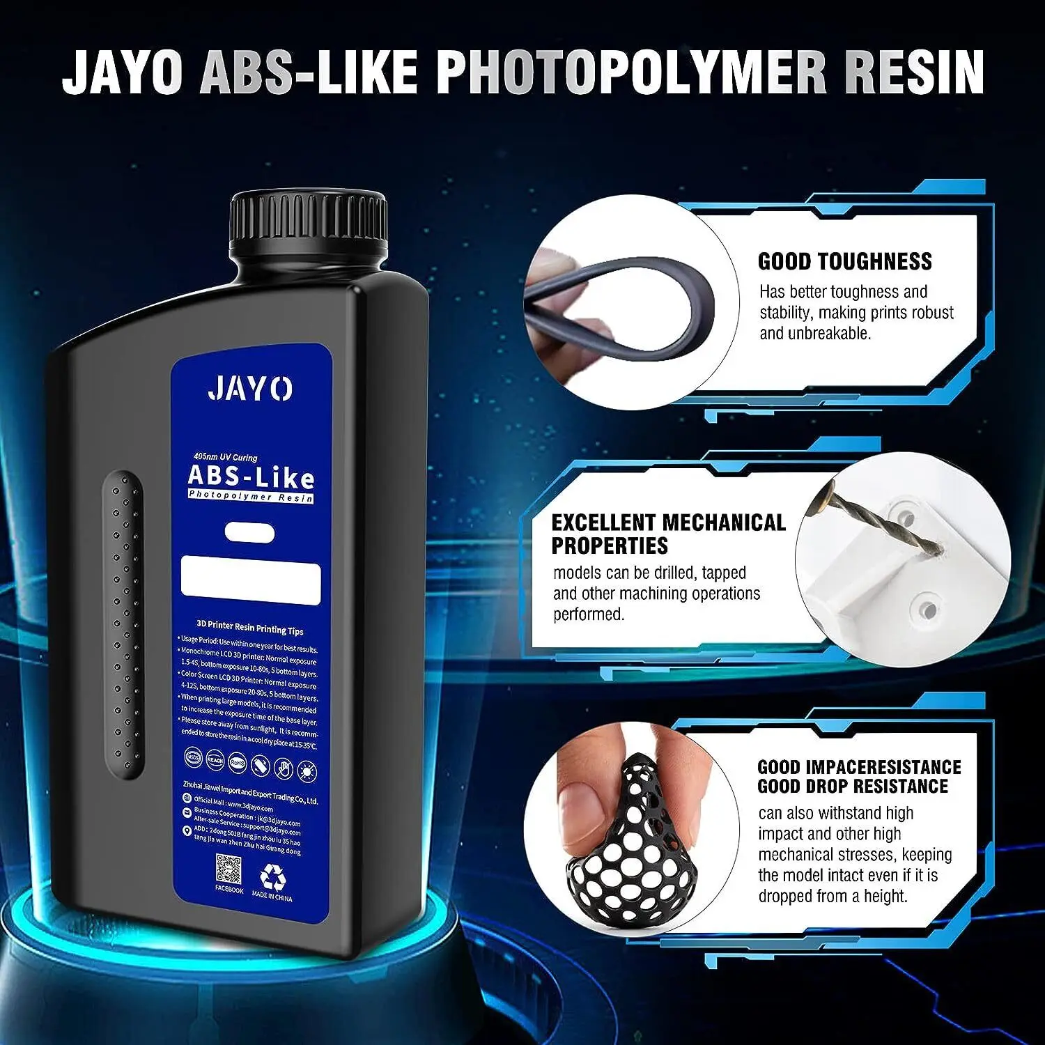 Фото Фотополимерная смола JAYO 1100G Standard / ABS-Like / Standard Plus / Water Wash / 14K Standard для 3D-печати, УФ-отверждение 395-405 нм №4