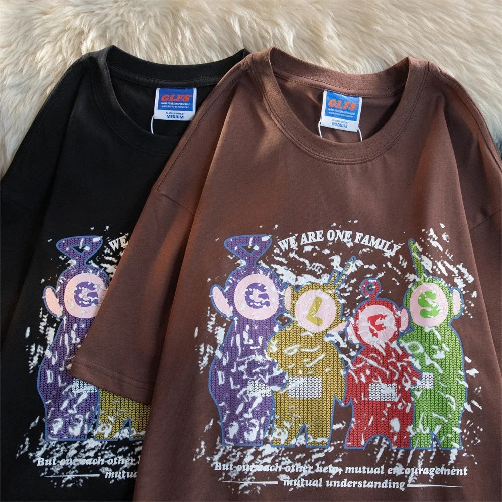 

100%Cotton Comfort Summer Tee American Fairy Cartoon T Shirts Kawaii Men Women Oversized Tops Summer Basic Harajuku Goth Clothes