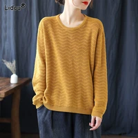 o neck sweaters casual loose fitting simple solid pullovers spring autumn womens clothing skin friendly generous popularity