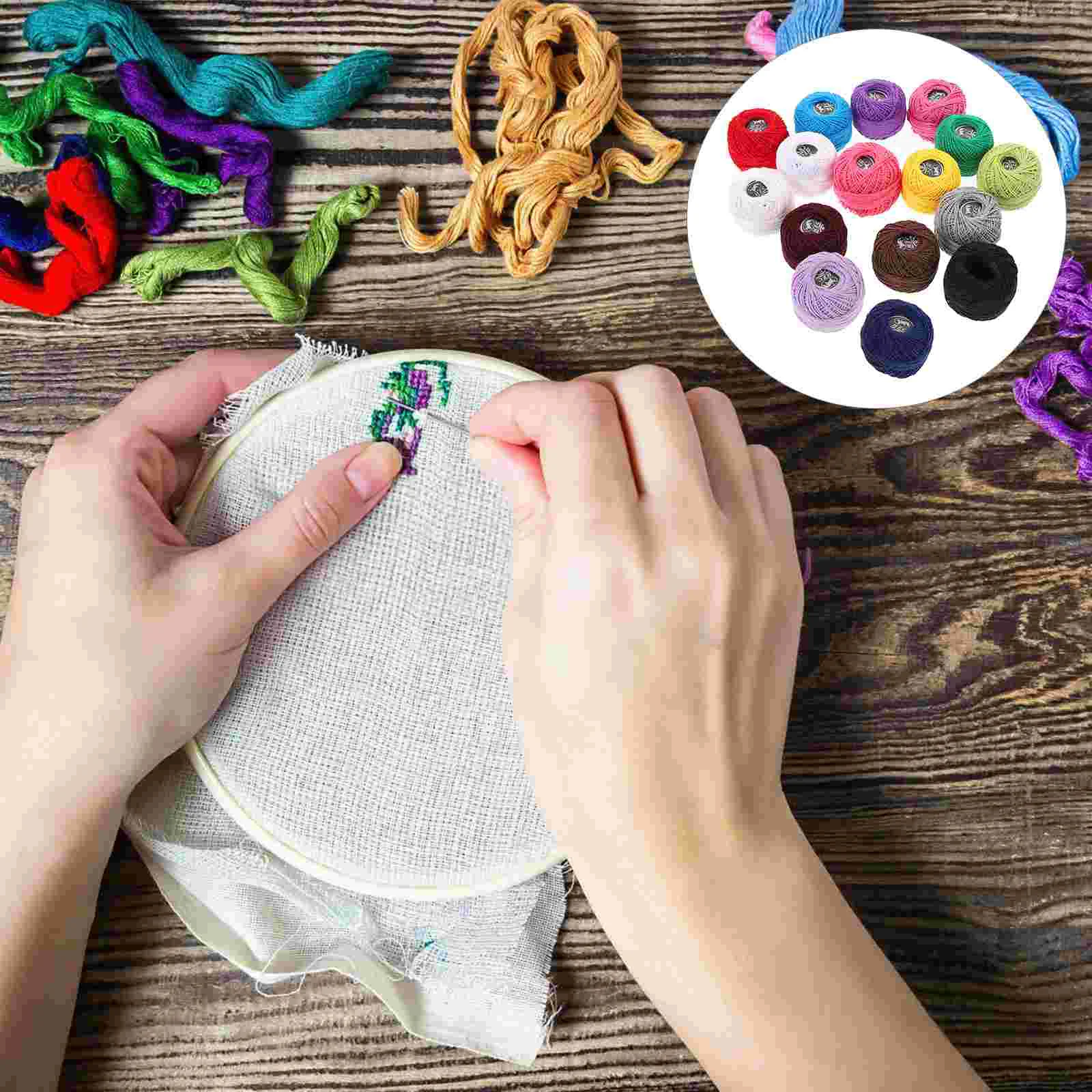 

16 Roll Hand Embroidery Thread Stitching Cord Roll White Bracelet Rainbow Color Red String Bracelet Cotton Sewing Floss Suite