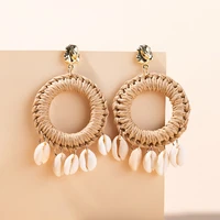 2022 new style fashion womens earrings boho rattan shell round earrings jewelry
