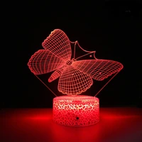 butterfly night light birthday gift for girls 3d illusion lamp kids bedside lamp with 16 colors changing remote control toys