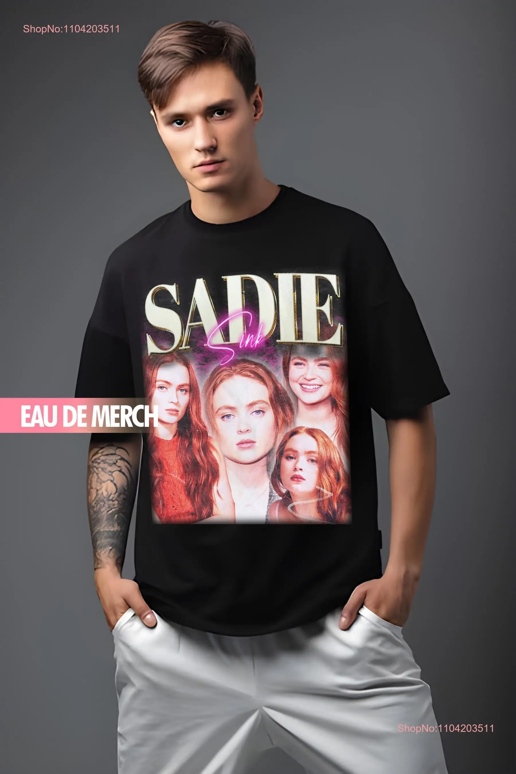 SADIE SINK TEES Винтажная футболка 90-х Tribute Merch Homage Fan Забавные длинные или короткие