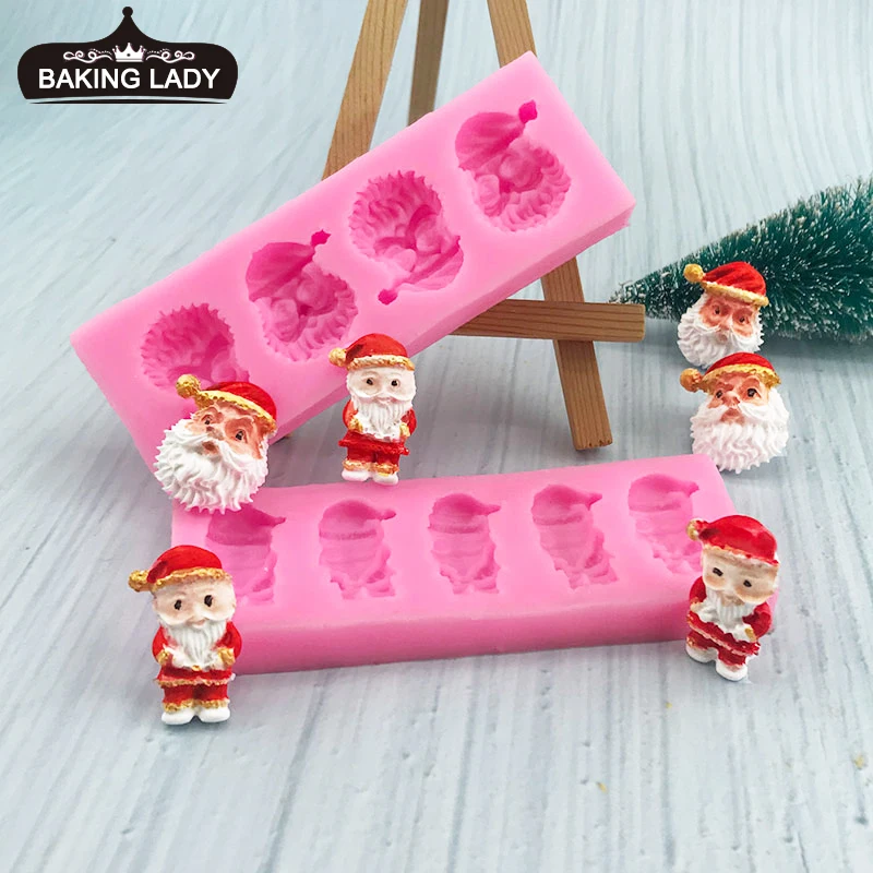 

4pcs 5pcs Christmas Santa Claus Fondant Silicone Moulds Cake Chocolate Cookie Baking Decorative Moulds Epoxy Resin Art