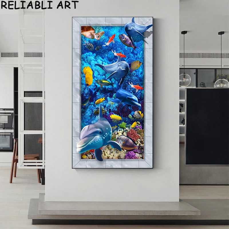 Картина на холсте с глубоководными животными