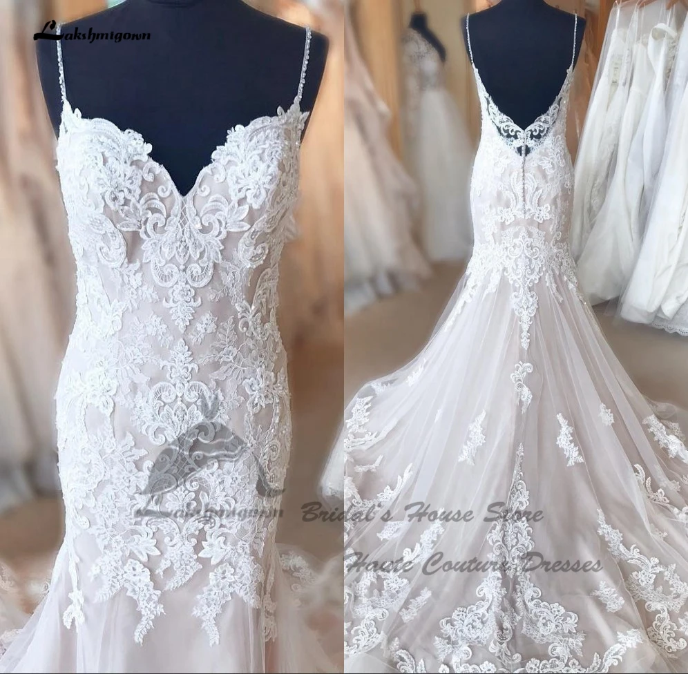 

Lakshmigown Luxury Lace Mermaid Wedding Dresses for Women 2023 Backless Elegant Boho Bridal Gowns Vestido De Noche