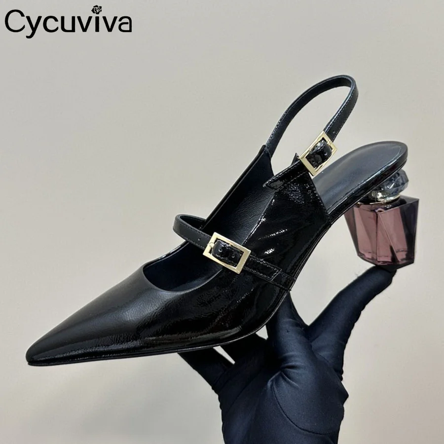 Новые летние брендовые туфли на высоком каблуке женские кожаные модельные с