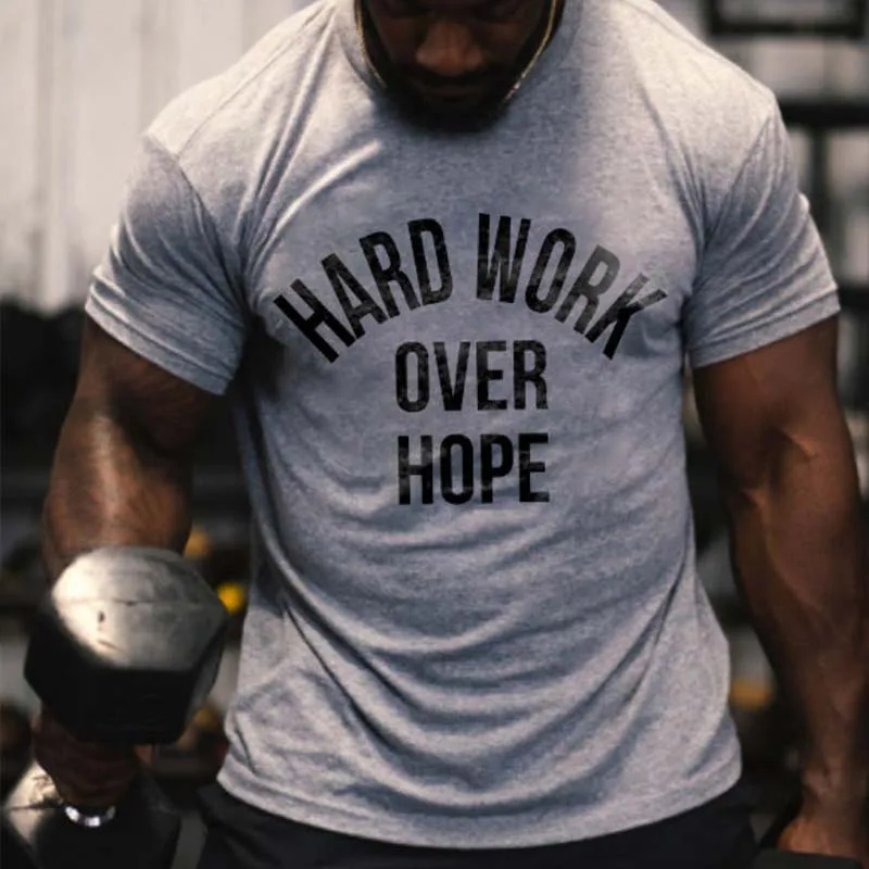 

Badassdude Hard Work Over Hope Printing Men's Casual Fashion T-shirt