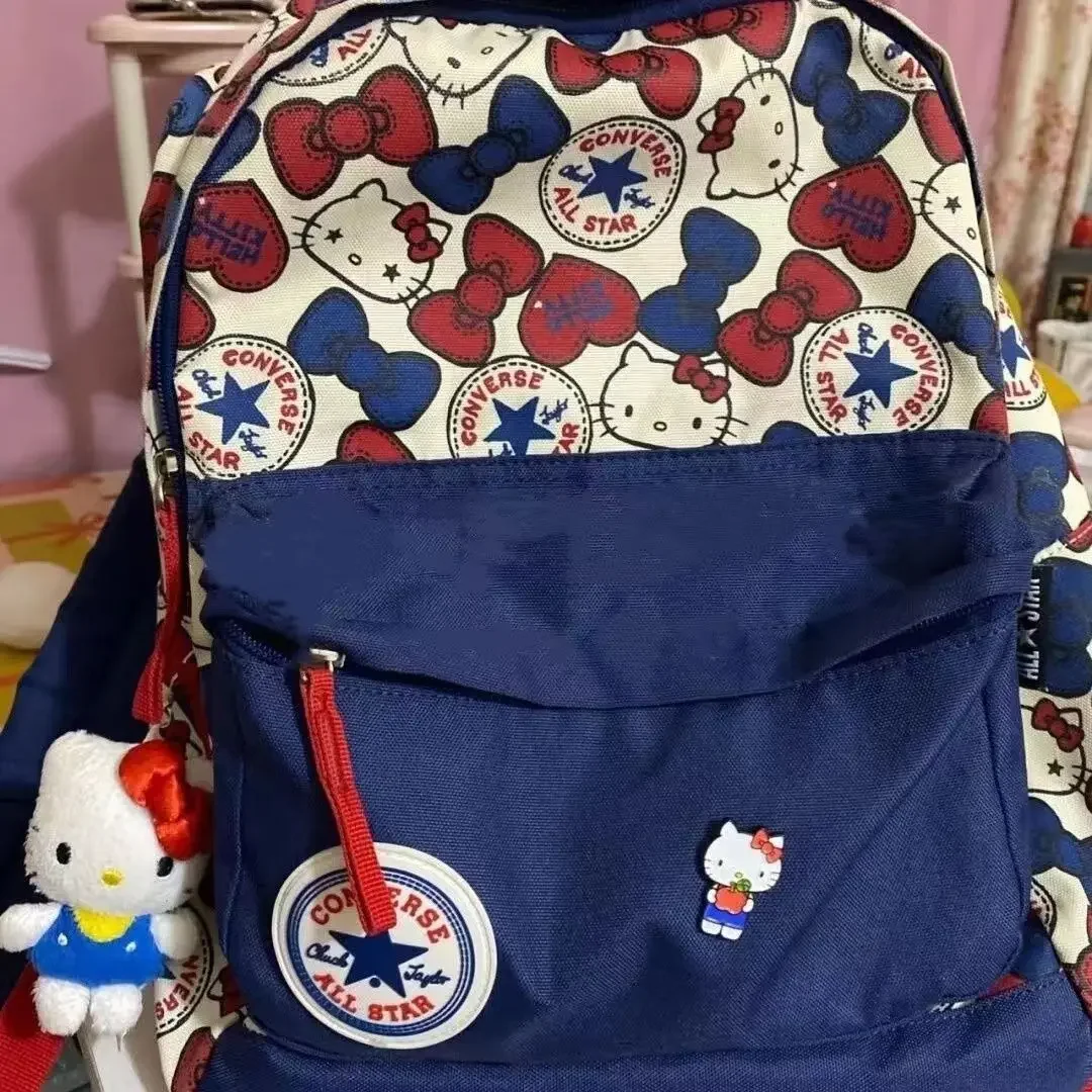

New Sanrio Hello Kitty Backpack Cute Shoulder Bag for Junior and Senior High School Students Universal Cartoon Printed Schoolbag