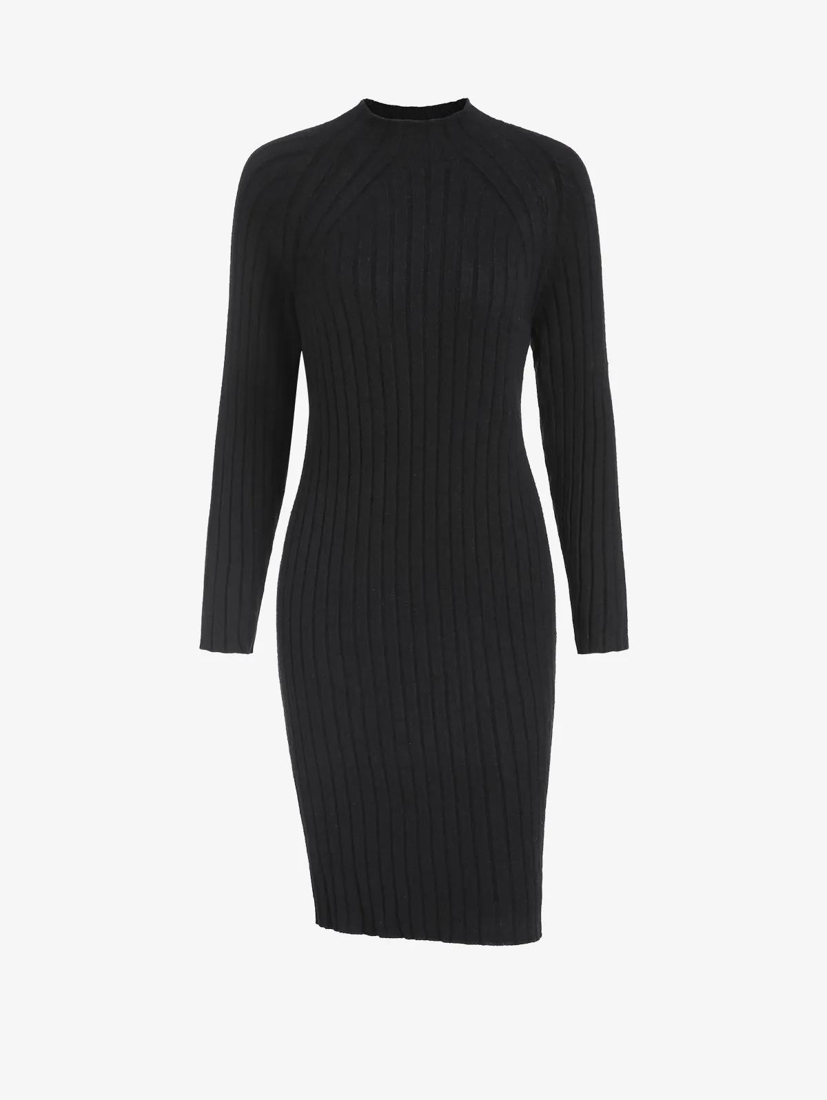 

ZAFUL Ribbed Raglan Sleeve Bodycon Sweater Dress Mock Neck Long Sleeve Knitted Dresses Spring Autumn Winter Fashion Outfit