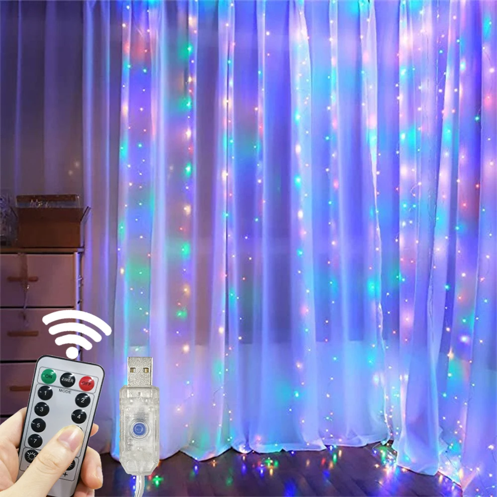 

Светодиодная занавеска 3x1 м, теплый белый, USB, 100 светодиодов
