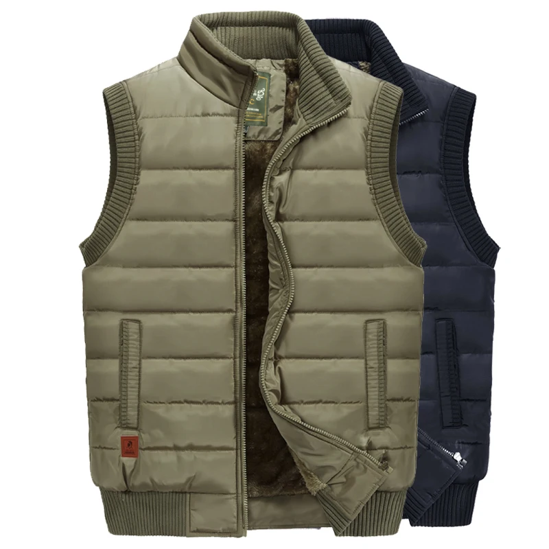 

2022 Winter Fleece Thick Warm Vest Men Casual Outwear Sleeveless Jacket Male Waistcoat Tactical army Pocket Vest Large Size 5XL