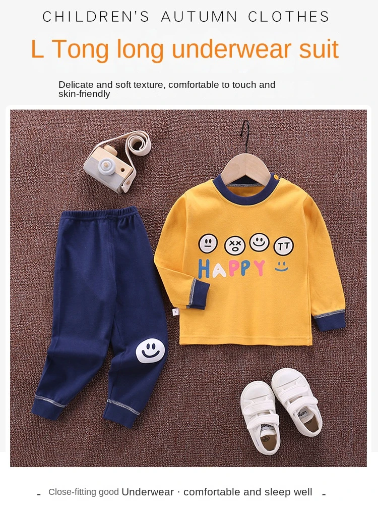 Cotton Kids Clothes Set Baby Boy Cartoon Long Sleeve Pajamas 1-6Y