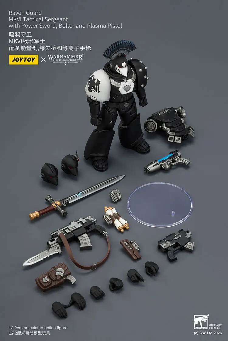 Аксессуары: Фигурка JOYTOY Warhammer 118, тактический сержант Raven Guard MkVI с мечом, болтером и плазменным пистолетом. (art.: 3920db0eec5fb) - 3920db0eec5fb