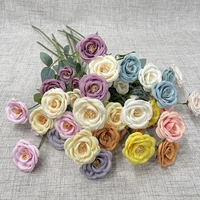 5 head english rose simulation flower wedding hall home tabletop vase hotel window decorations shooting props cloth fake flowers
