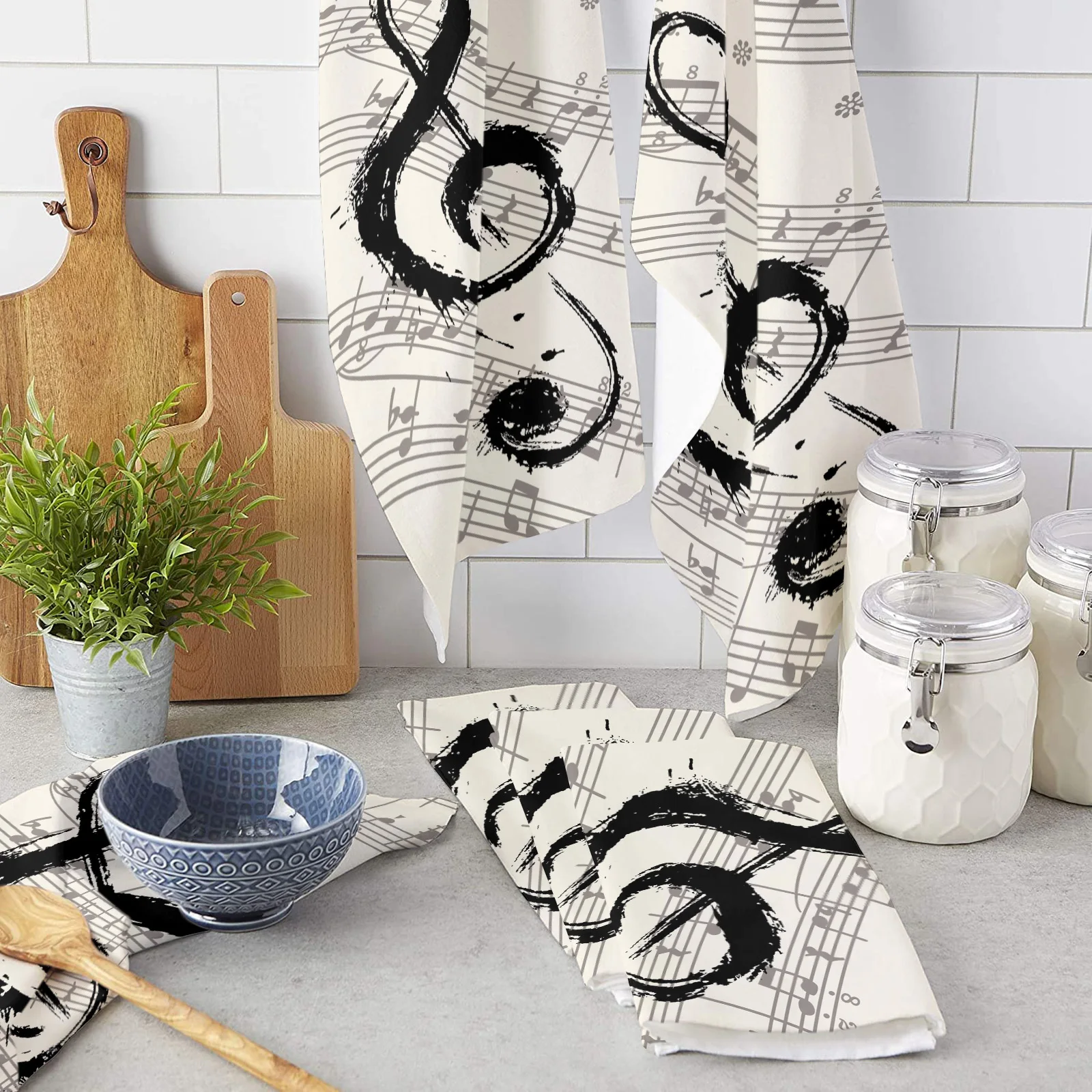 

Простыня для музыкальных заметок, винтажное кухонное полотенце из микрофибры, салфетка для посуды, столовое полотенце, посуда для кухни