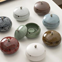 creative enamel ceramic ashtray with lid indoor desktop storage tank portable mini car ashtray gift storage tank home decoration