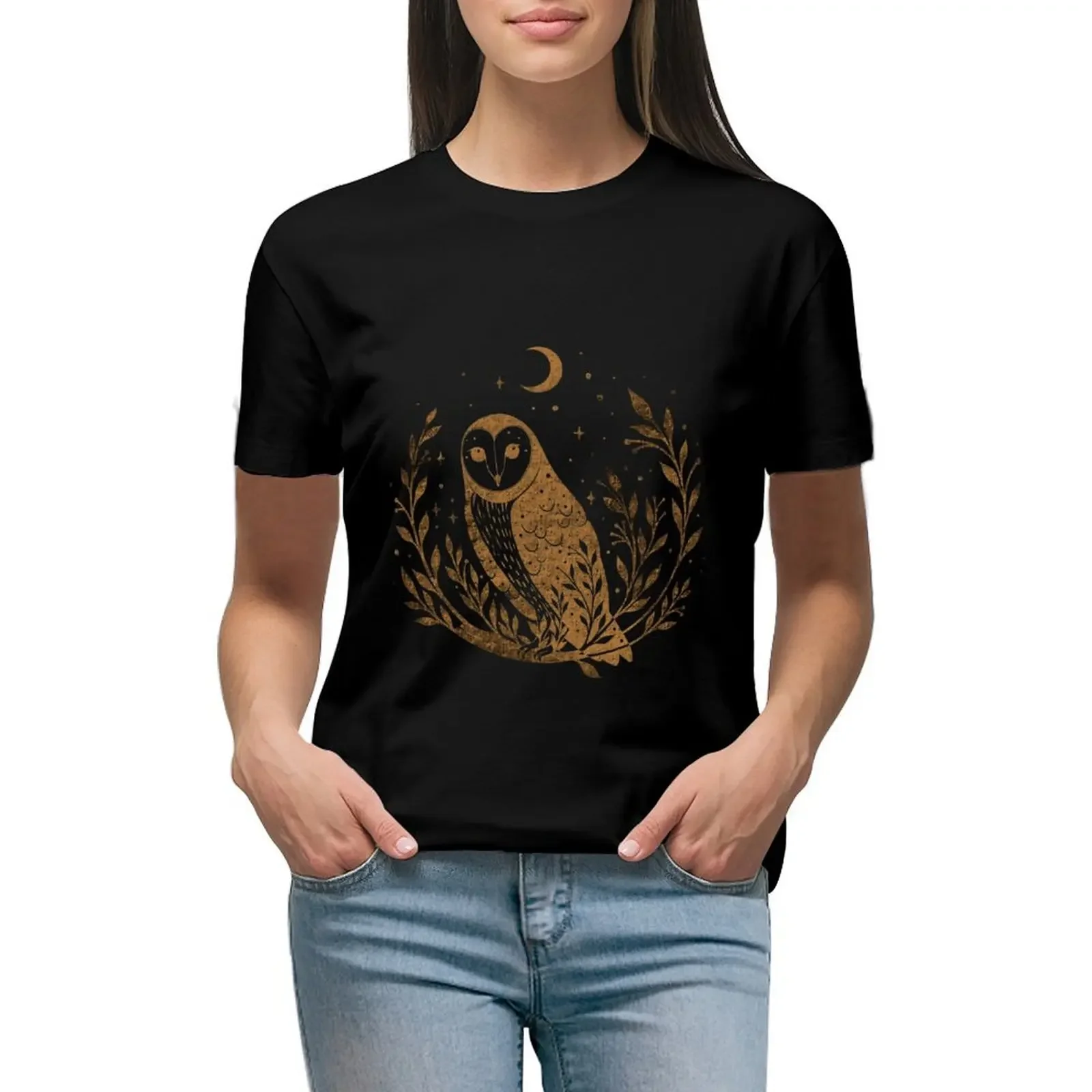 Футболка Sowa Moon-Gold быстросохнущая укороченная футболка с изображением животных и